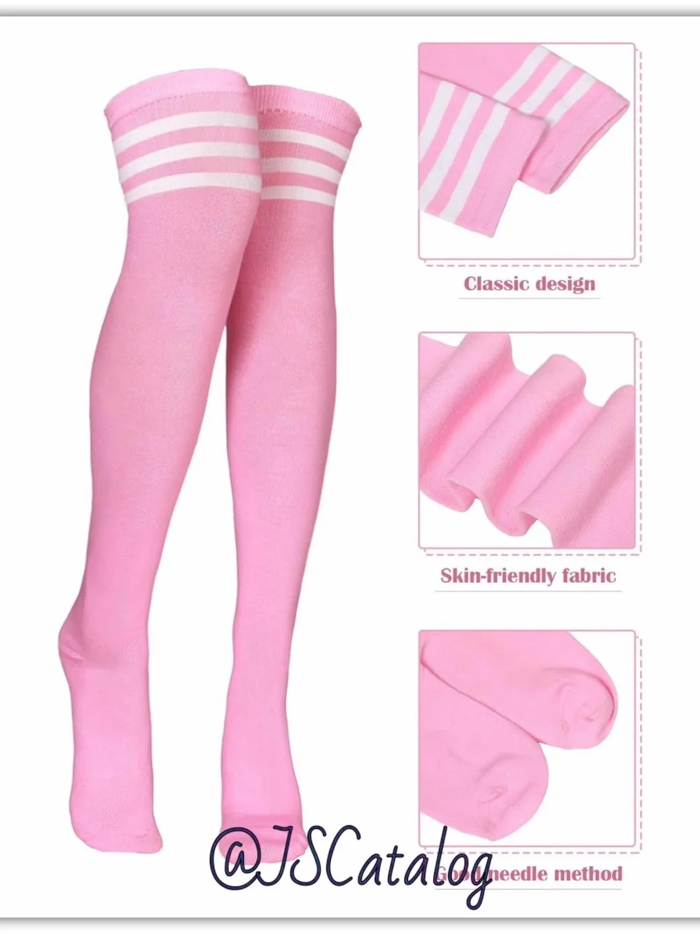 Women’s Pink Thighhigh Socks - Trendy Knee-High Hosiery